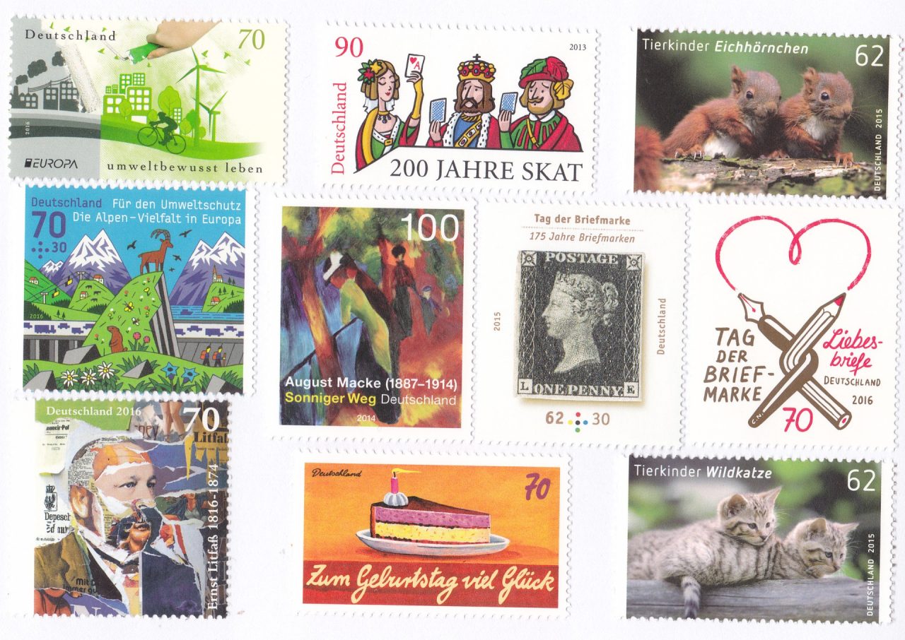 Verschiedene Briefmarken aus Deutschland