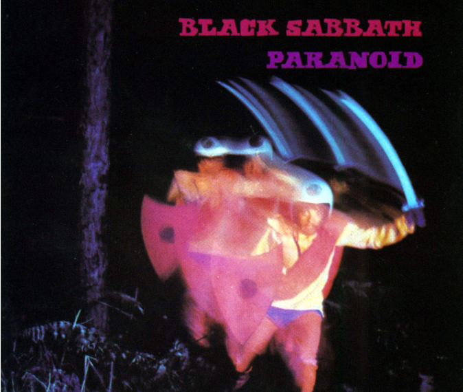 Das Foto zeigt das Albumcover von "Paranoid" der Heavy-Metal-Band Black Sabbath.