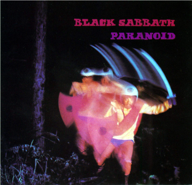 Das Foto zeigt das Albumcover von "Paranoid" der Heavy-Metal-Band Black Sabbath.