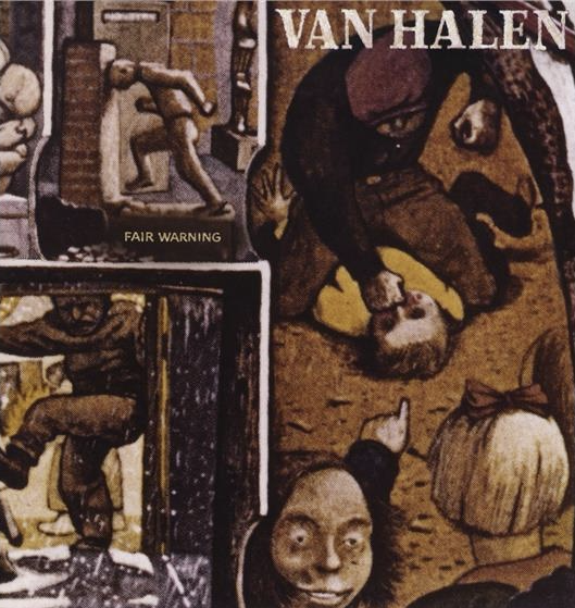 Auf dem Albumcover "Fair Warning" von Van Halen sind verschiedene in Brauntönen gemalte Menschen zu sehen.