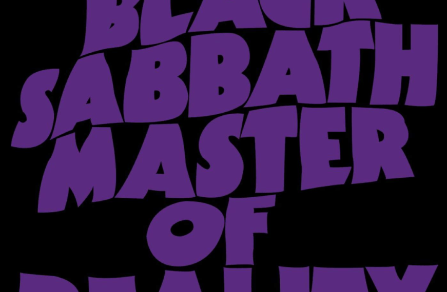 Das Albumcover "Master Of Reality" von Black Sabbath ist schwarz. In violetter Schrift steht dort der Albumname "Master Of Reality" und die Interpreten "Black Sabbath".