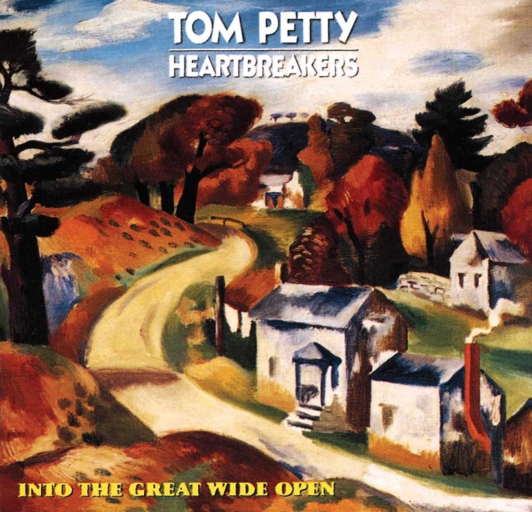 Das Albumcover "Into The Great Wide Open" von Tom Petty and The Heartbreakers ist ein Gemälde. Es zeigt eine Straße, die durch Wiesen, Häuser und Bäume führt.