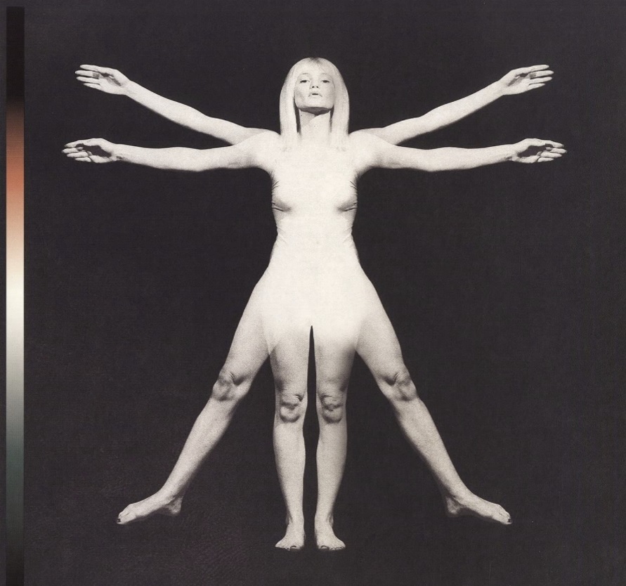 Das Albumcover "Lifeforms" von Angels & Airwaves ist schwarz. In der Mitte ist eine weiße Frau mit jeweils vier Armen und Beinen.