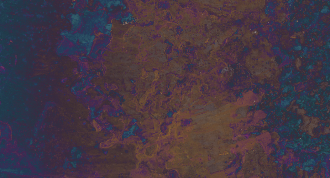 Das Albumcover "Chemicals And Gold" von Iuna Lux zeigt ein Gemälde in den Farben blau, violett, gelb und braun.