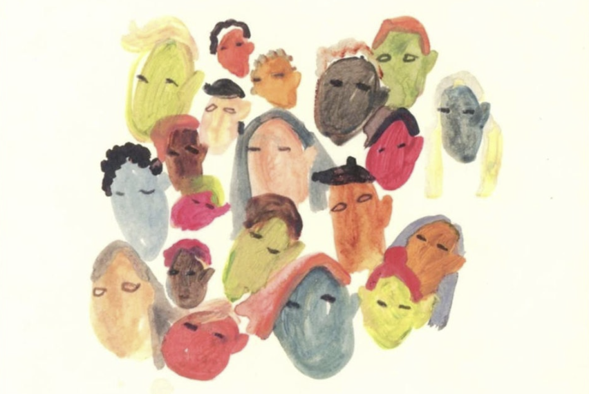 Das Albumcover "Nice To Meet You" von Milow zeigen mehrere gemalte Köpfe. Mit Kinderschrift stehen Album- und Interpretname darunter und darüber.