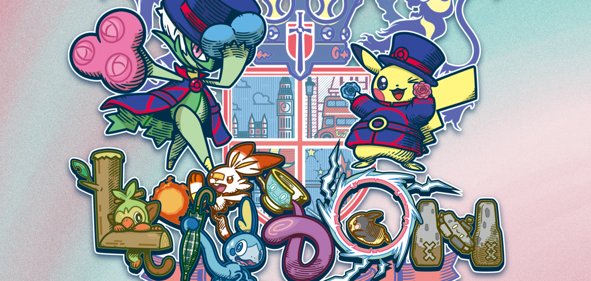 Das Logo der Pokémon-Weltmeisterschaften: Verschiedene Pokémon formen sich gemeinsam zum Schriftzug "London", da die WM dort stattfindet