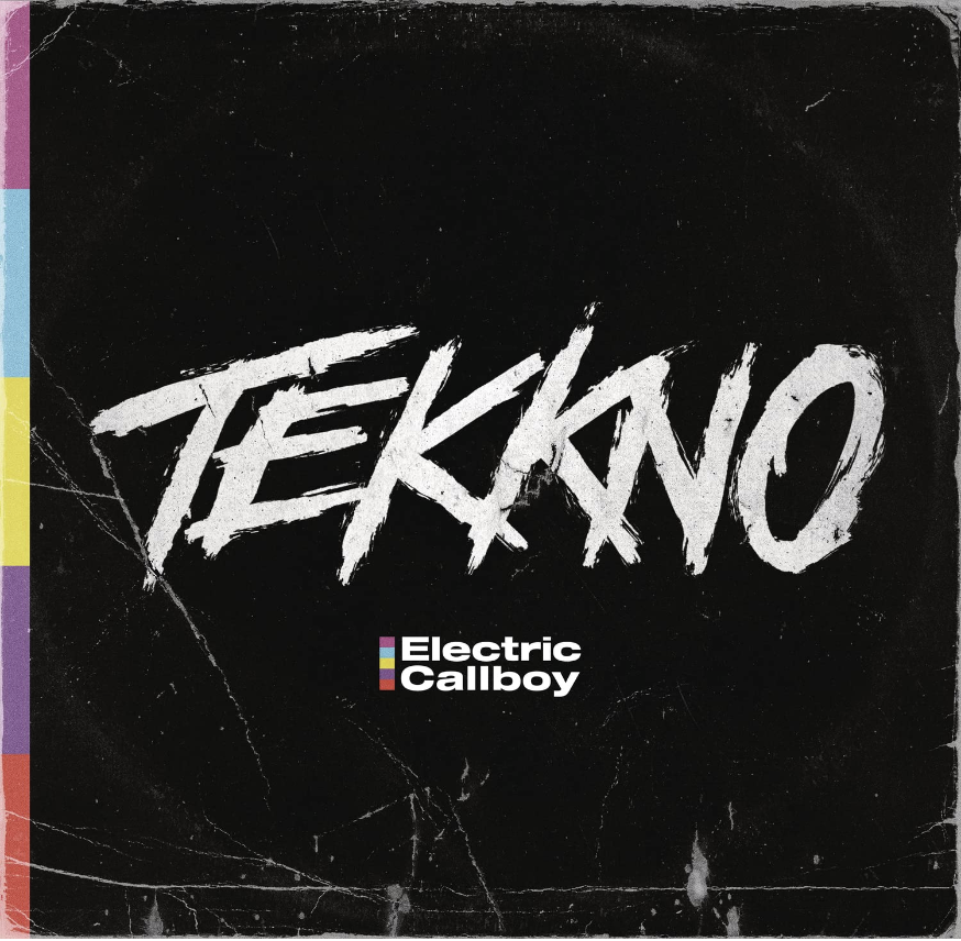 Das Albumcover "Tekkno" von Electric Callboy ist schwarz. In weißen Lettern stehen Album- und Bandname drauf.