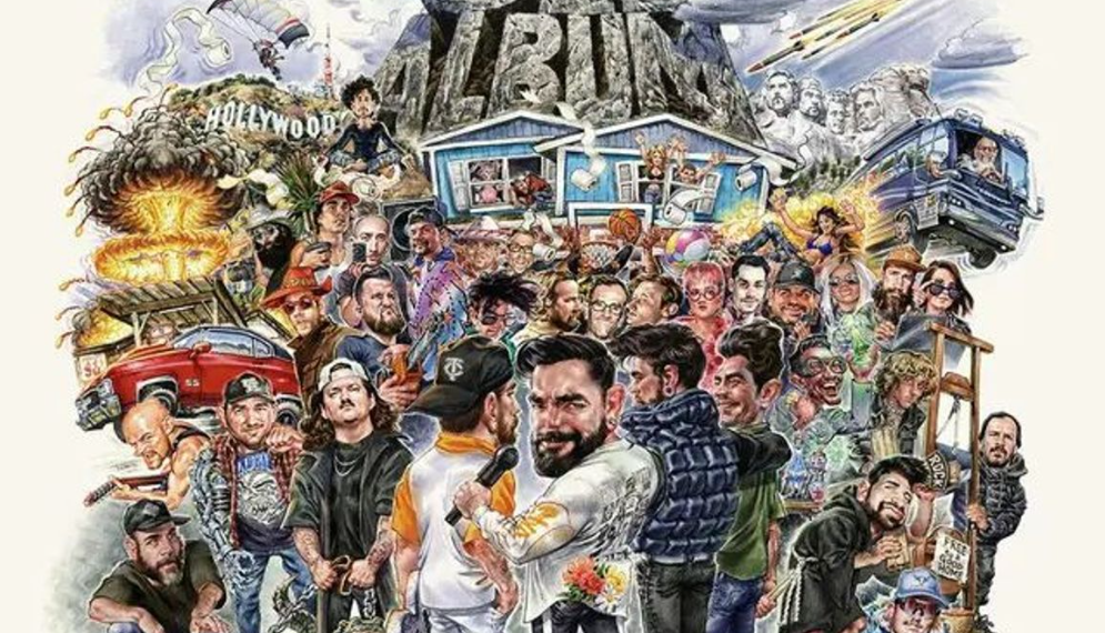 Das Albumcover zu "Big Ole Album Vol. 1" von A Day To Remember. Es zeigt eine Menschenmenge im Cartoon Stil.